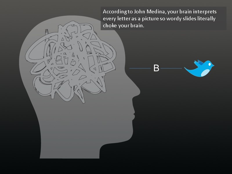 According to John Medina, your brain interprets every letter as a picture so wordy